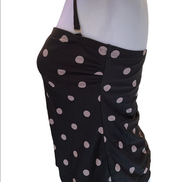 DKNY Swim Bathing Suit Top only Black with Gray Polka dots Loose Fit Small - Picture 3 of 15